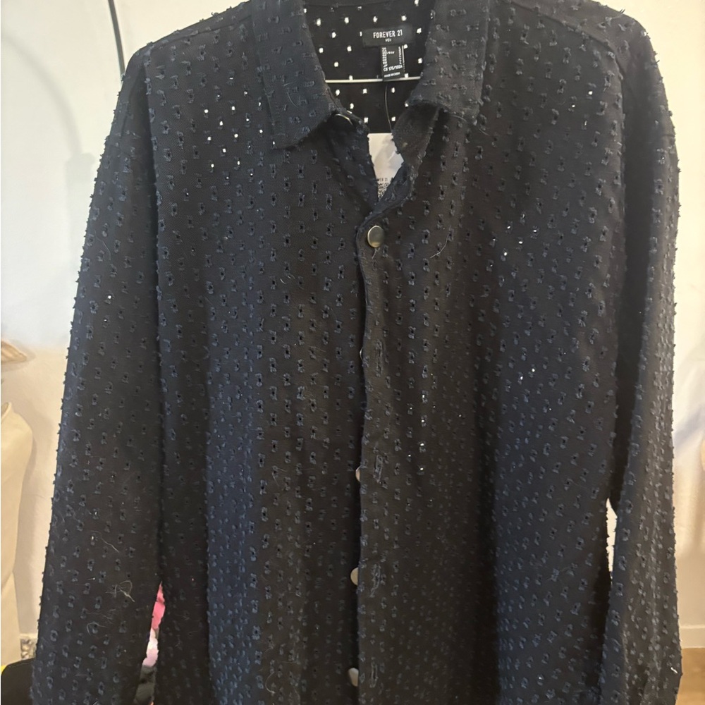 Forever 21 Men's Black Textured Shirt Jacket